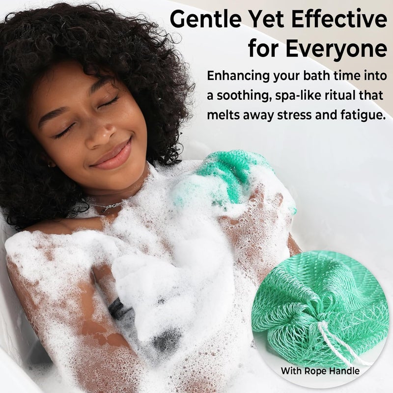 RelaxScene African Net Sponge Authentic - 2 Pieces Exfoliating Body Scrubber Bath Sponge OliveGreen&Seawave - Washcloth Back Scrub for Shower Body Exfoliator - Face & Skin Care Bathroom Essentials for Women - Image 4